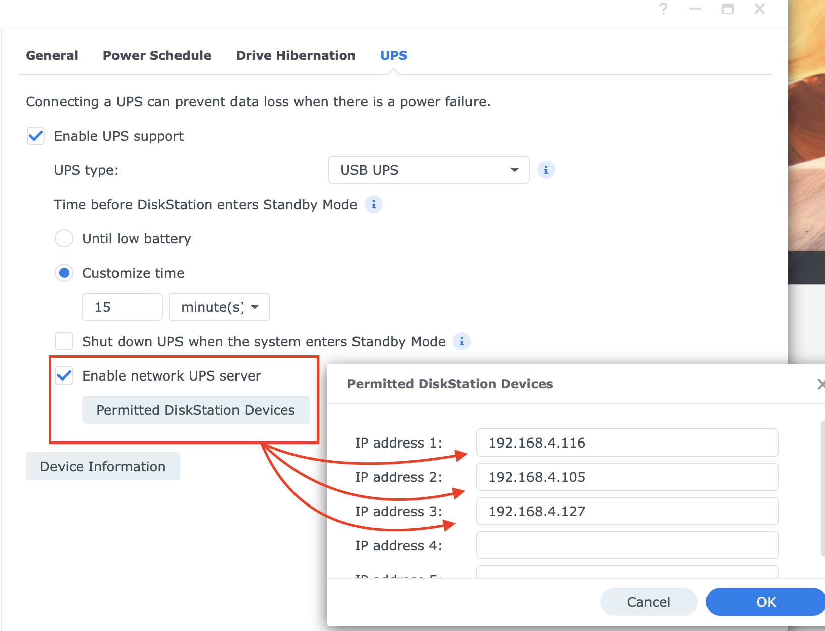Synology UPS Network Server Configuration